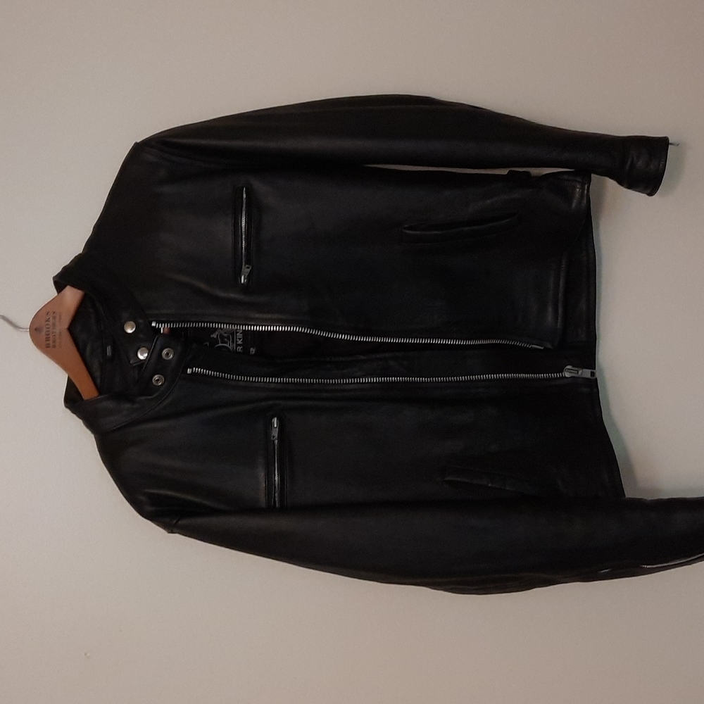 Black Leather Tab Collar Jacket - image 1